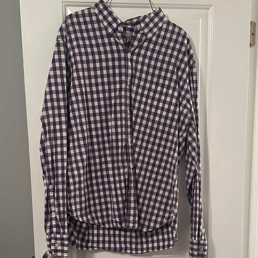 J. Crew Men's Purple Gingham Button Down Shirt